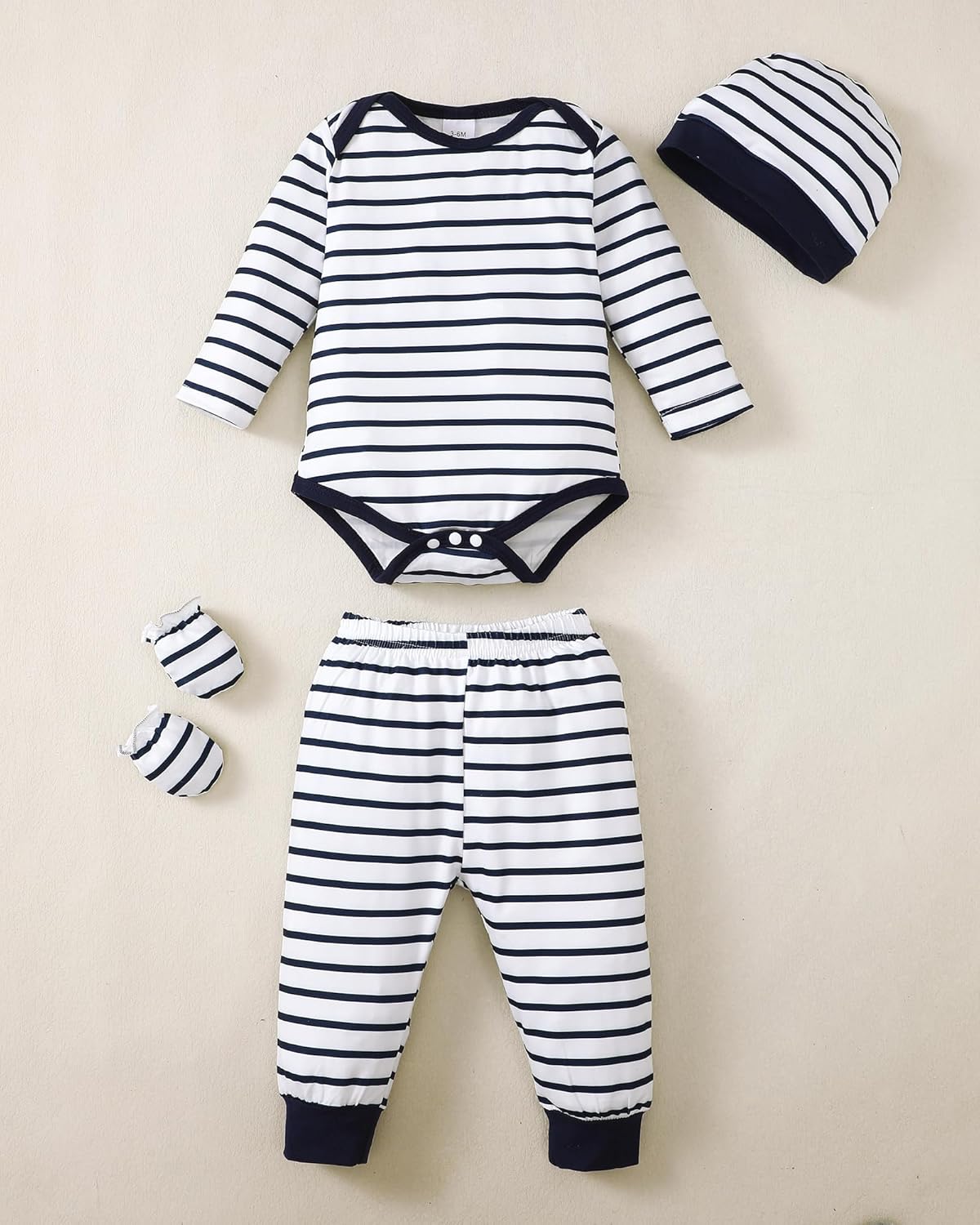 NZRVAWS Newborn Baby Boy Girl Clothes Unisex Infant Romper Pants Set Hat 4-Pack Outfits 0-12 Months