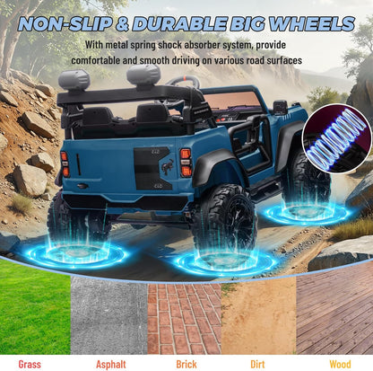 ENYOPRO 2 Seater Ride On Car for Kids, 24v Licensed Ford Bronco Raptor Electric Power Ride On Truck