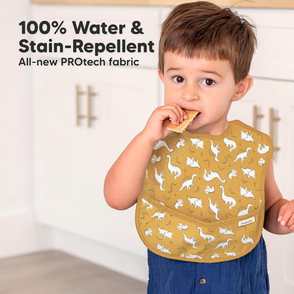 3-Pack Waterproof Baby Bibs for Eating - Lightweight Toddler Feeding Bibs with Large Food Catcher
