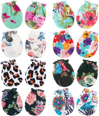 BQUBO Newborn Infant Toddler Mittens No Scratch Cotton Elastic Wrist Gloves Hypoallergenic for 0-6
