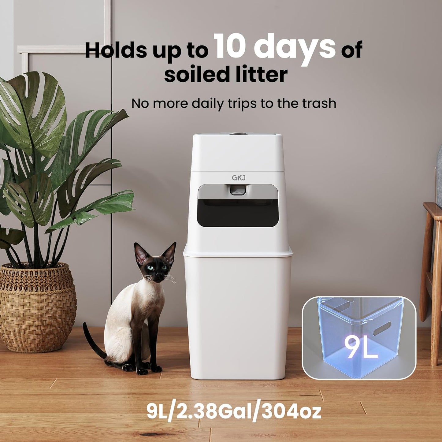 GKJ Cat Litter Trash Can, Cat Litter Disposal Bin | Garbage Disposal Diaper Pail | No Smell Cat