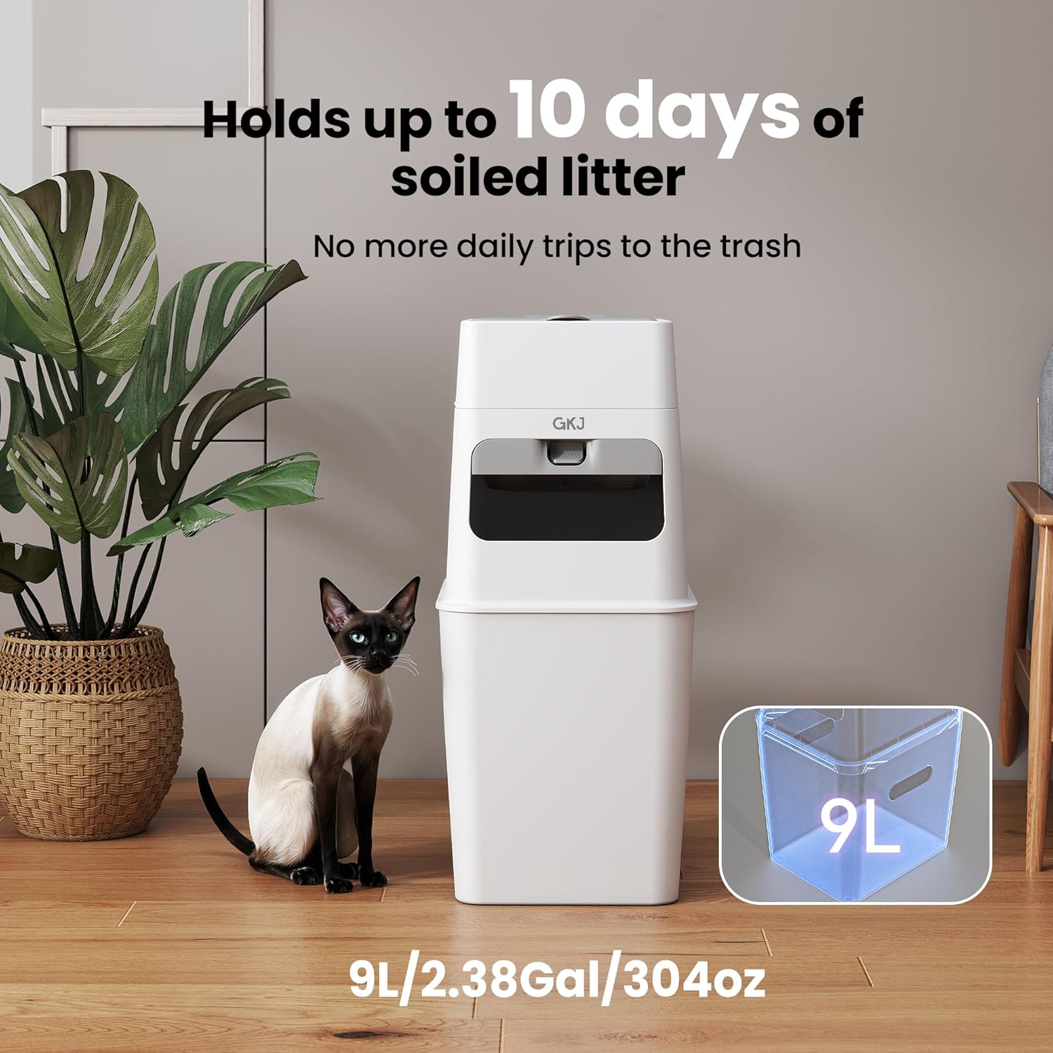 GKJ Cat Litter Trash Can, Cat Litter Disposal Bin | Garbage Disposal Diaper Pail | No Smell Cat