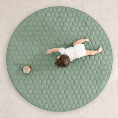 Comfy Cubs Round Kids Play Mat - Large 60 inches Soft Quilted Baby Floor Mat with Non-Slip Bottom