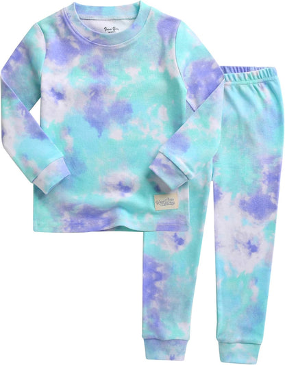 VAENAIT BABY 12M-12Y Toddler Kids Boys Girls 100% Cotton Marbling Tiedye Sung Fit Sleepwear Pajamas