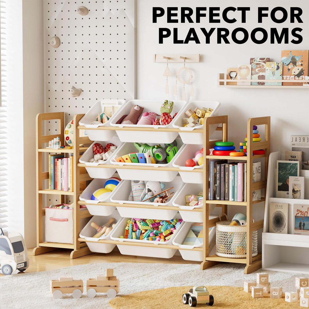 SpaceAid Toy Storage Organizer with 6 Shelves and 12 Bins, Bookshelf/Bookcase, Kids Bin Shelf, Toys