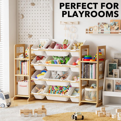 SpaceAid Toy Storage Organizer with 6 Shelves and 12 Bins, Bookshelf/Bookcase, Kids Bin Shelf, Toys