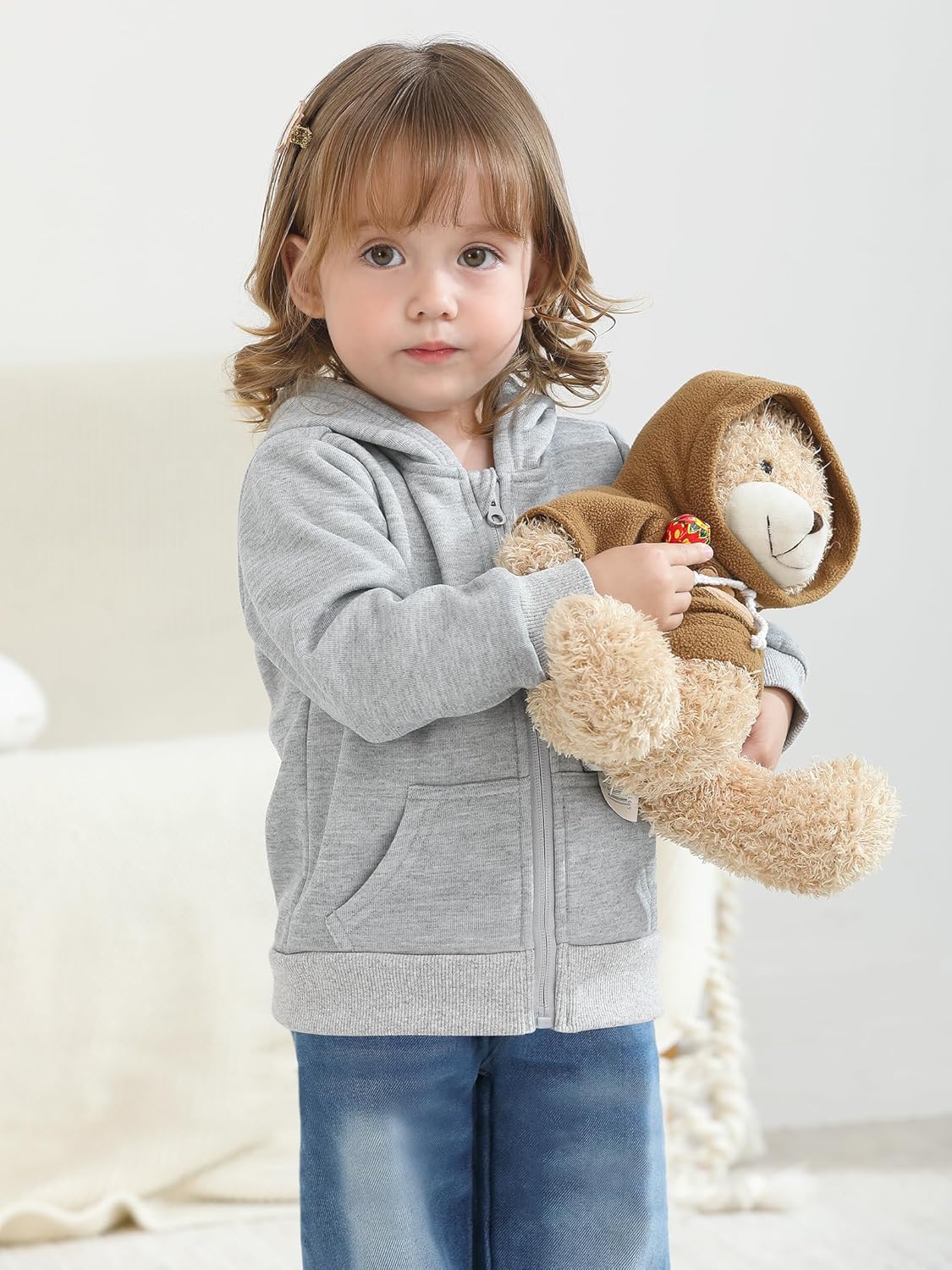 Cooraby 3 Pieces Baby and Toddler Girls Fleece Full-Zip Hoodies Lightweight Jacket with Pockets