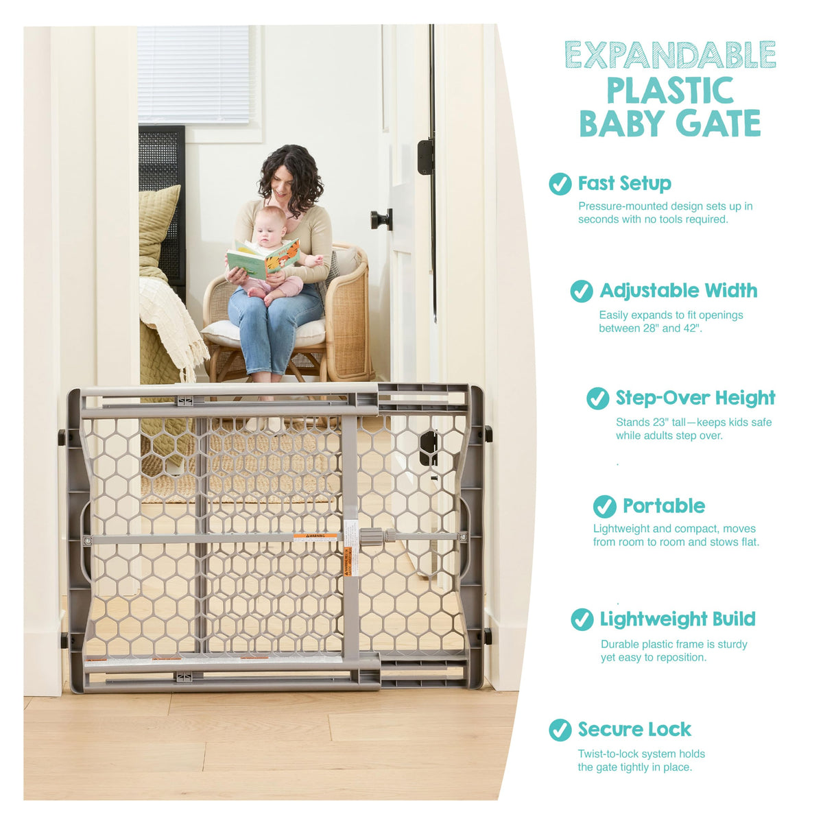 Regalo Safety 28"-42" Extra Wide Baby Gate, Bottom of Stairs & Doorways