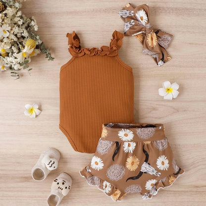 fhutpw Baby Girl Clothes Summer Cute Outfits 3 6 12 18 Months Spaghetti Strap Romper & Floarl