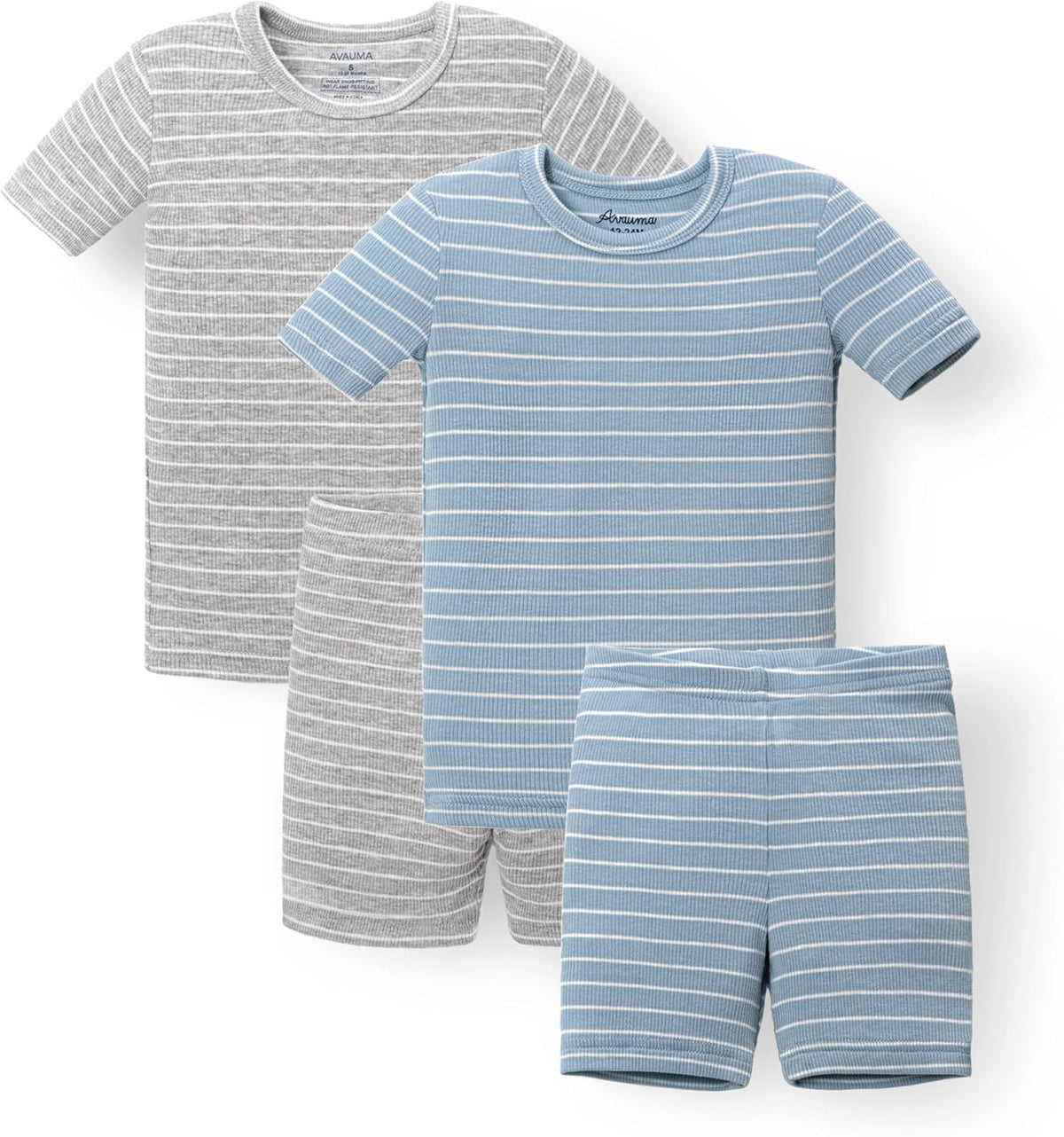 AVAUMA Stripe Pattern Baby Boys Girls Pajama Set Kids Toddler Snug fit Ribbed Sleepwear pjs for