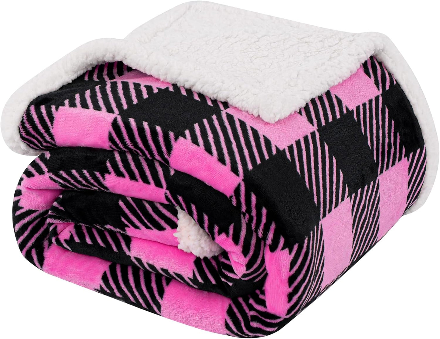 Touchat Sherpa Plaid Twin Blanket 60" X 70", Fuzzy Fluffy Soft Cozy Throw Blanket, Twin Size Plush