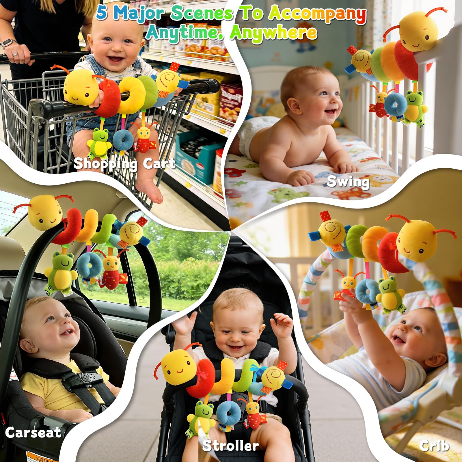 FPVERA Spiral Car Seat Toys for Babies 0-12 Months