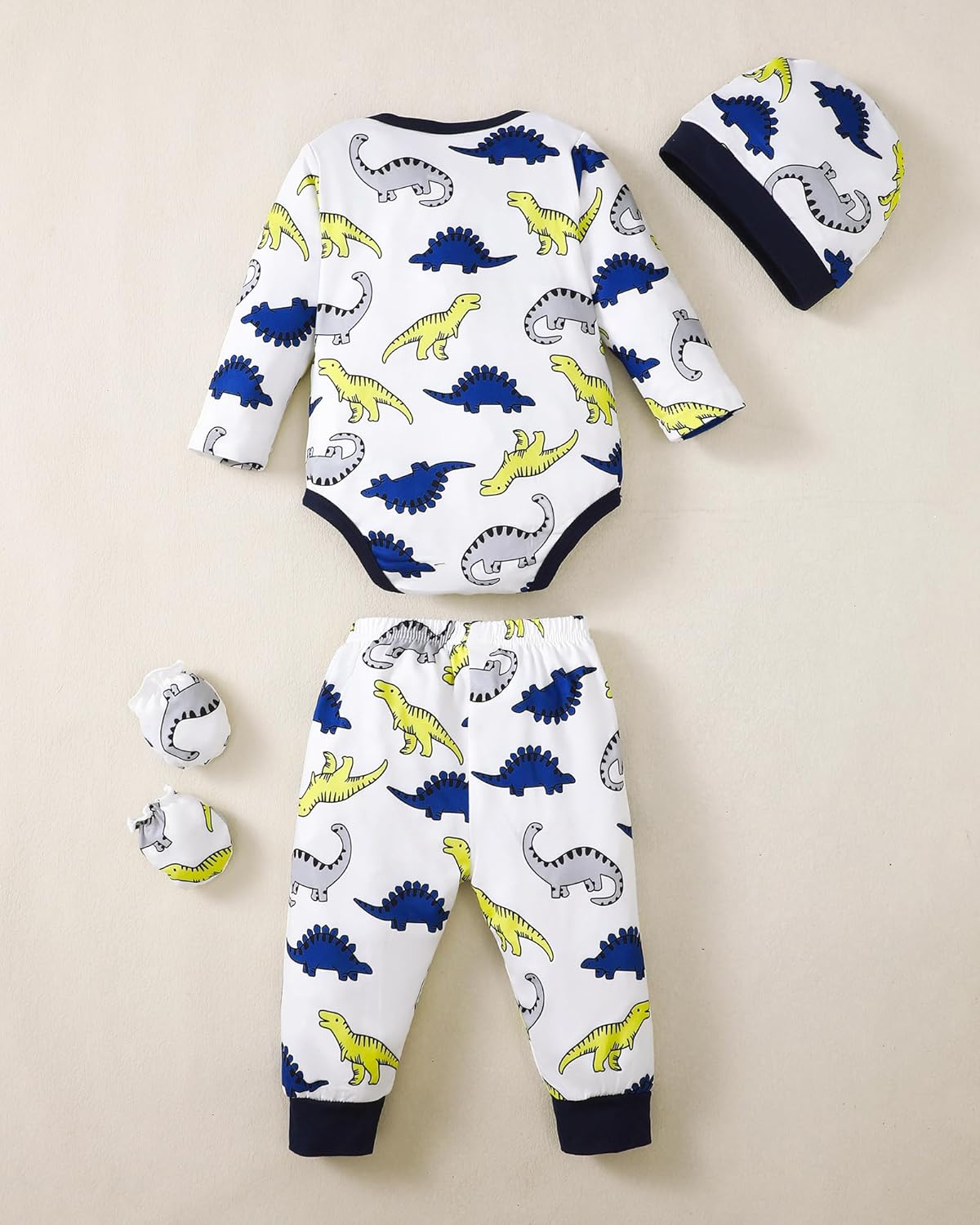 NZRVAWS Newborn Baby Boy Girl Clothes Unisex Infant Romper Pants Set Hat 4-Pack Outfits 0-12 Months