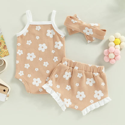 fhutpw Baby Girl Clothes Summer Cute Outfits 3 6 12 18 Months Spaghetti Strap Romper & Floarl