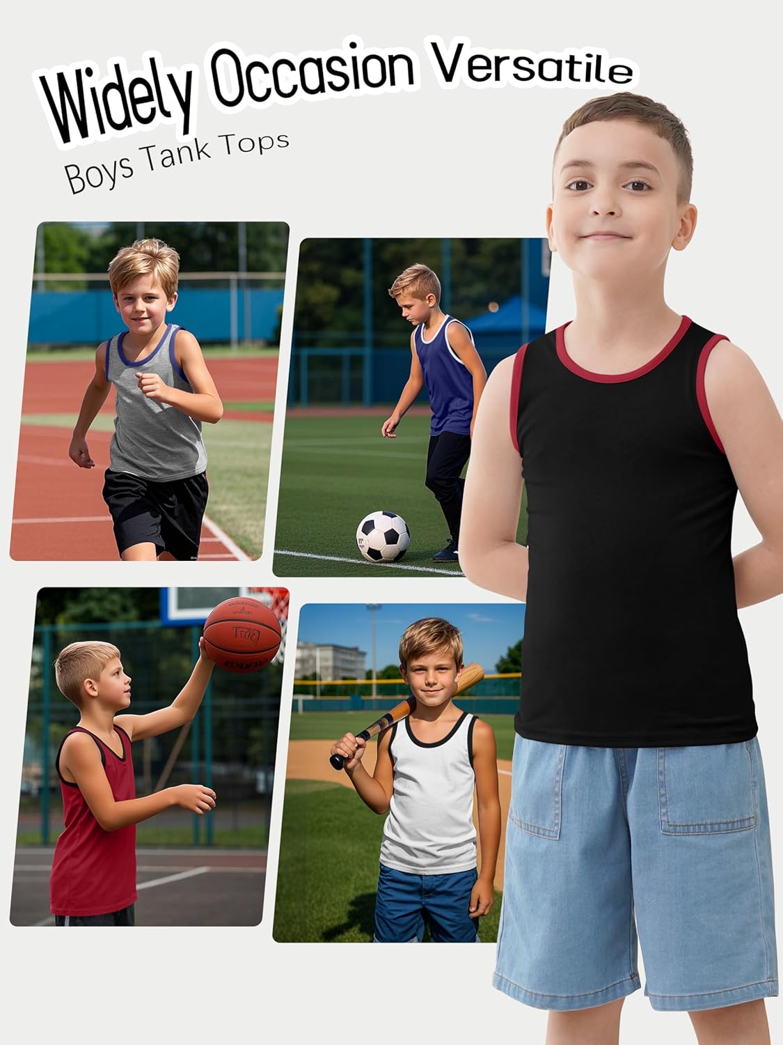 5 Pack Boys Tank Tops Boys Undershirts Kids Cotton Undershirts Tees Sleeveless Tank Tops Shirts for