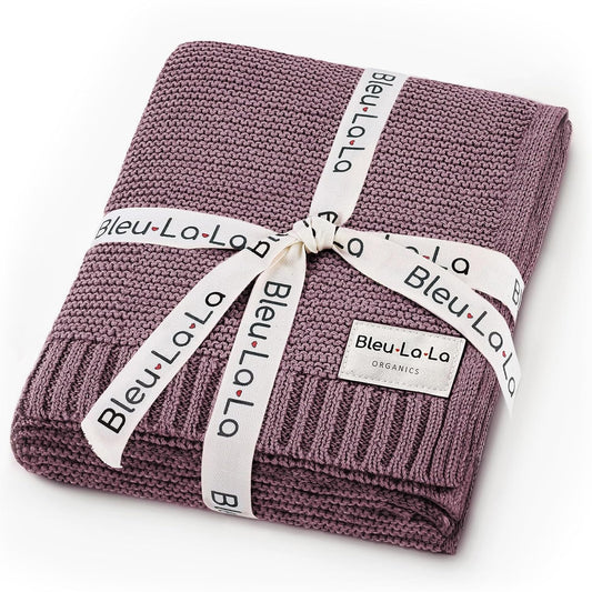 Heritage Knit Organic Cotton Receiving Swaddle Blanket for Girls - 100% Luxury Organic Cotton Knit