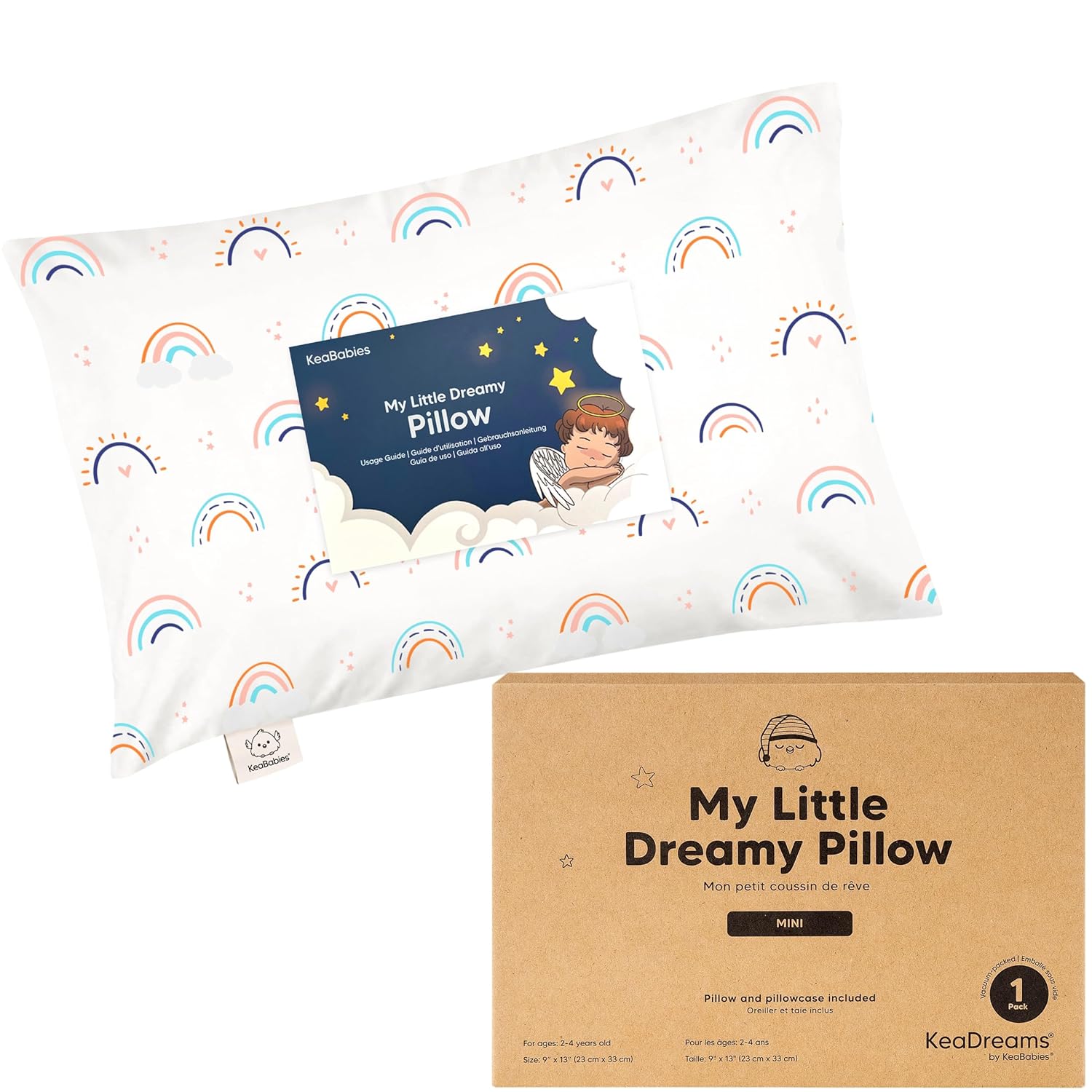 Mini Toddler Pillow with Pillowcase - 9x13 My Little Dreamy Travel Kids Pillow for Sleeping