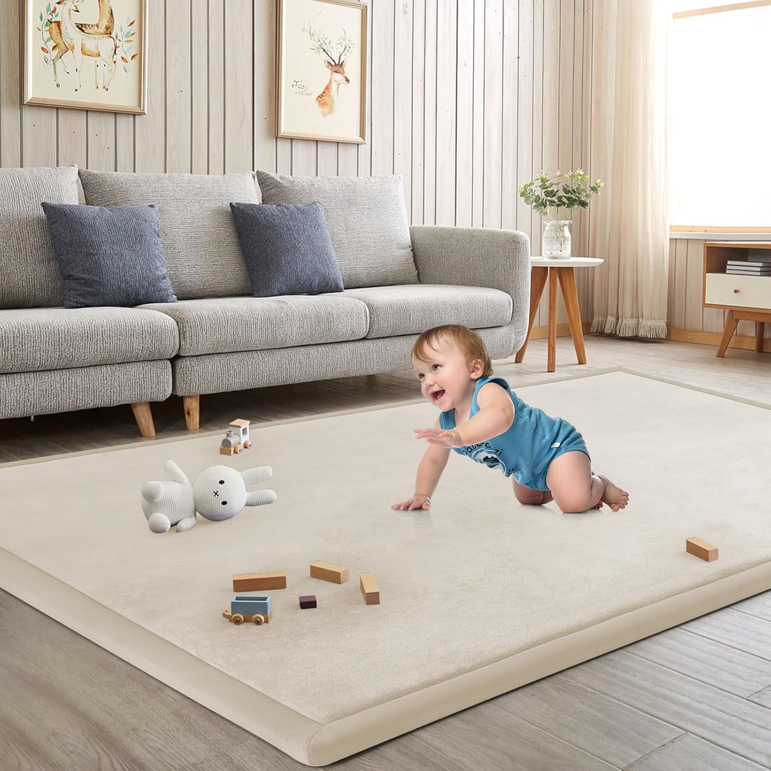 Baby Play Mat for Floor Tummy Time Nursery Rug Muscle Mat Area Playroom Rug Tatami 50 * 50" Memory