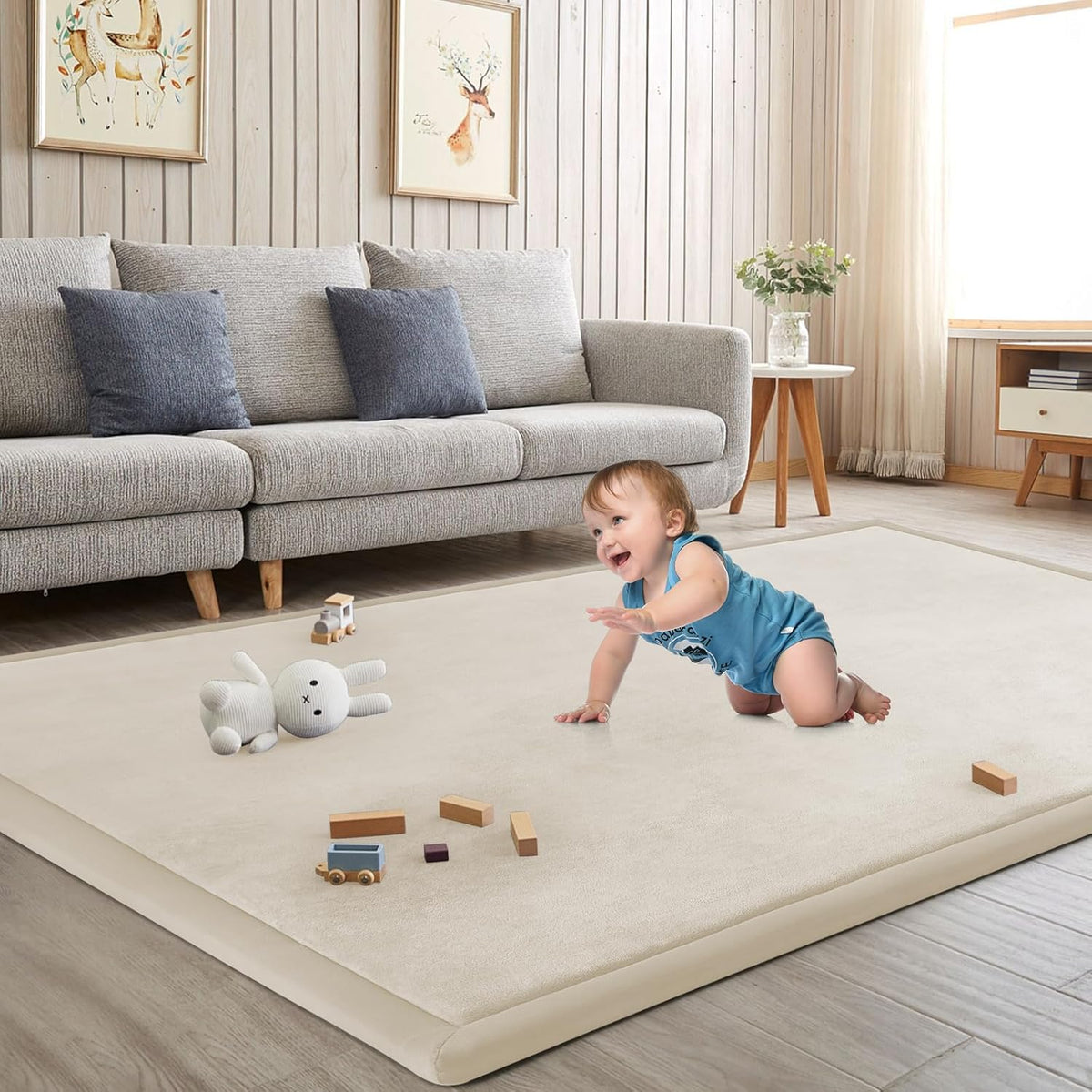 Baby Play Mat for Floor Tummy Time Mat Nursery Rug Muscle Mat Area Rug Playroom Rug Tatami Mat