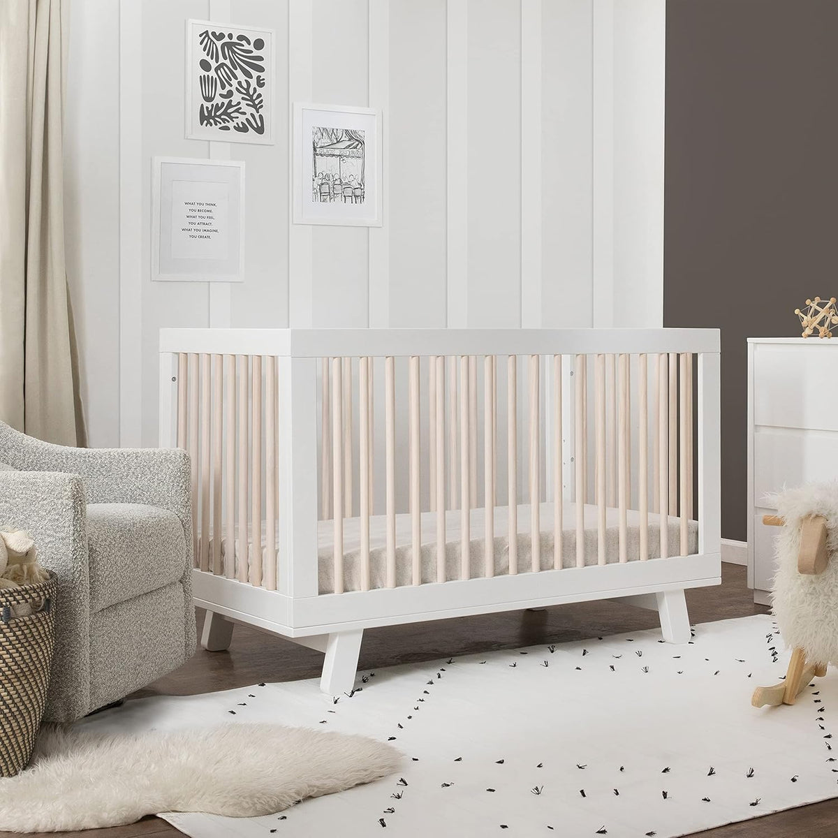 Babyletto Hudson 3-in-1 Convertible Baby Crib with Wooden Toddler Bed & Daybed Conversion - Easy to