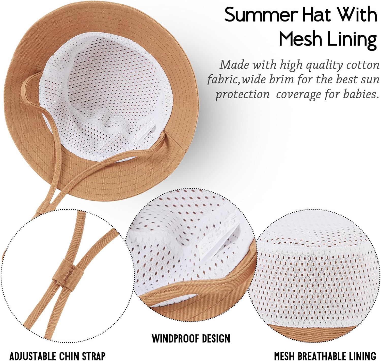 JANGANNSA Cotton Baby Sun Hat Infant Toddler Boys Girls Bucket Hats Summer Sun Protection Kids
