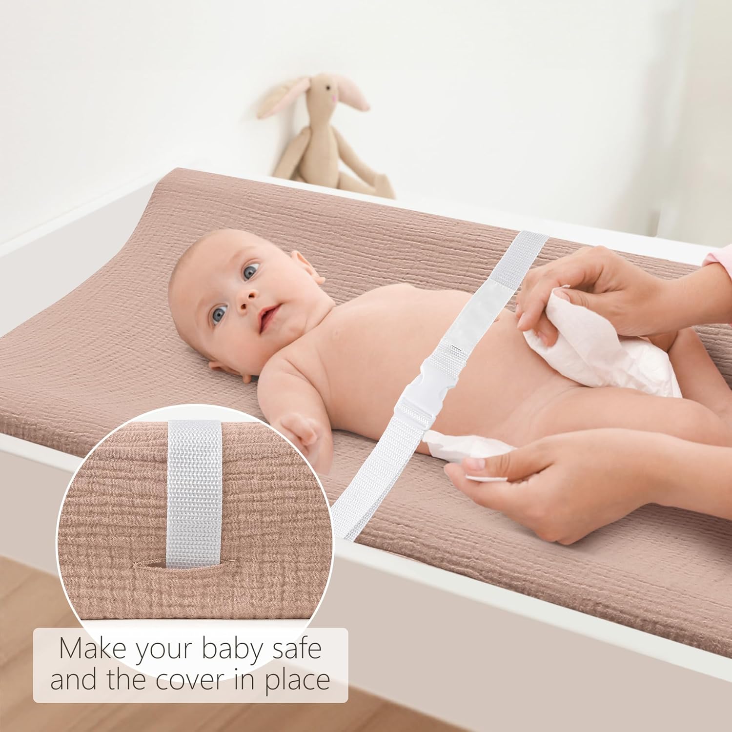 Bearmoss Changing Pad Cover, 2 Pack Muslin [100% Cotton] Diaper Changing Table Covers, 32'' x 16''
