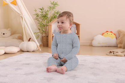 GUISBY Long Sleeve Cotton Pajamas Footless Baby Bodysuits with Zipper and Mittens 3-Pack for Boys