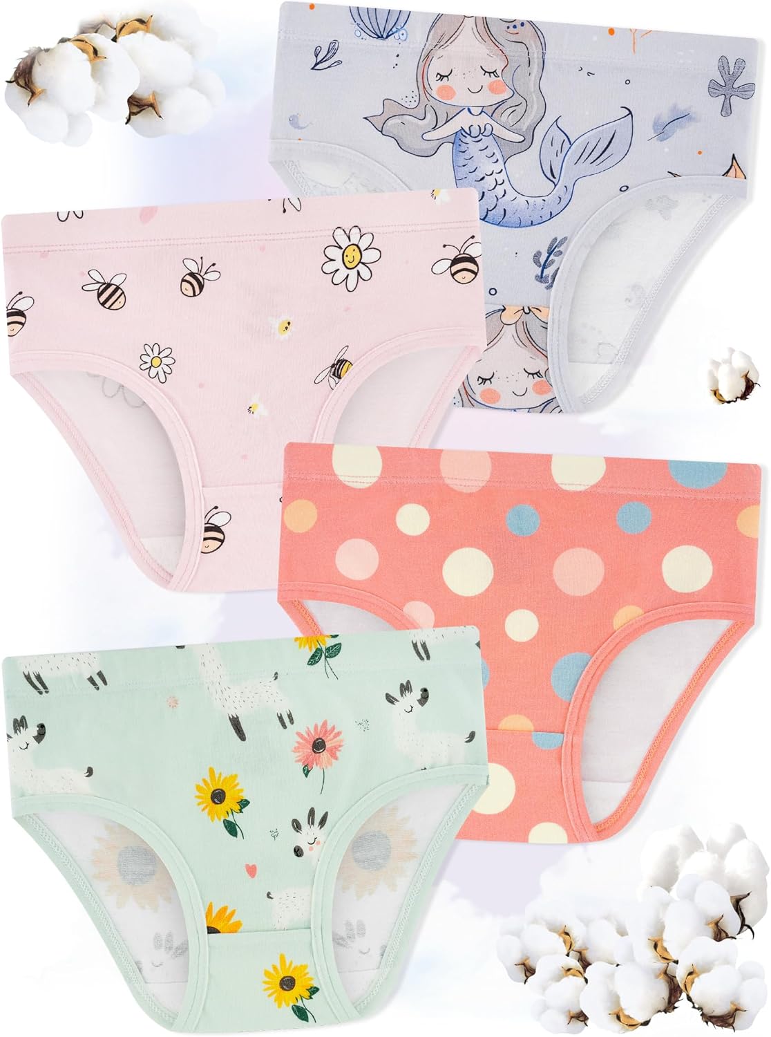 Girls' Underwear,Soft Cotton Tagless Panties for Toddlers' & Little Kids' Comfort,Breathable