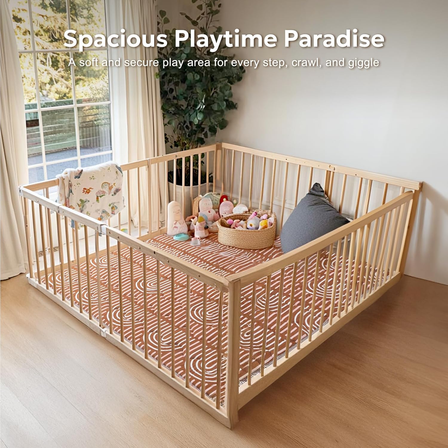 Soft Thicker Baby Mat for Floor 50"x50", Non-Slip Baby Play Mat, Easy to Clean 50x50 Playpen Mat