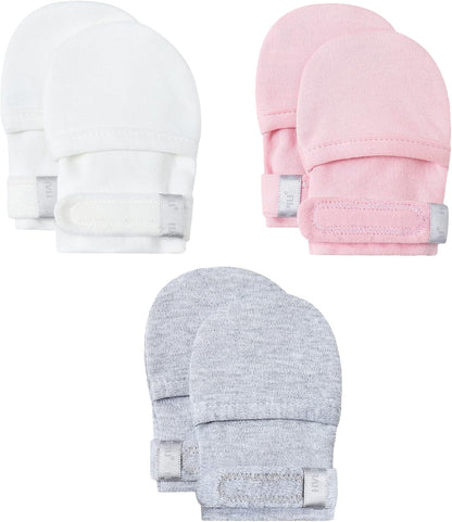 HAPIU Baby No Scratch Mittens Stay On, 100% Cotton Breathable, Adjustable Infant Gloves for Boys