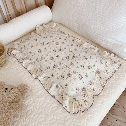 BuLuTu Floral Toddler Pillow Cases Cotton Muslin Cotton Pillowcases for Girls Nursery Pillow, Kids
