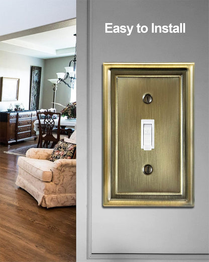 Antique Brass Light Switch Cover, Single Toggle Switch Plate Cover, Durable Metal Wall Plate