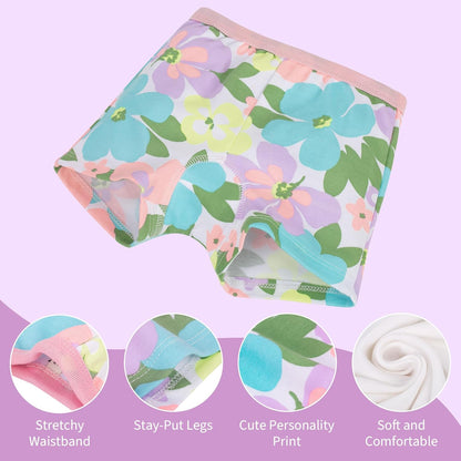 BIG ELEPHANT 10 Pack Toddler Girls' Underwear Boxer Briefs，100% Cotton Super Soft Breathable