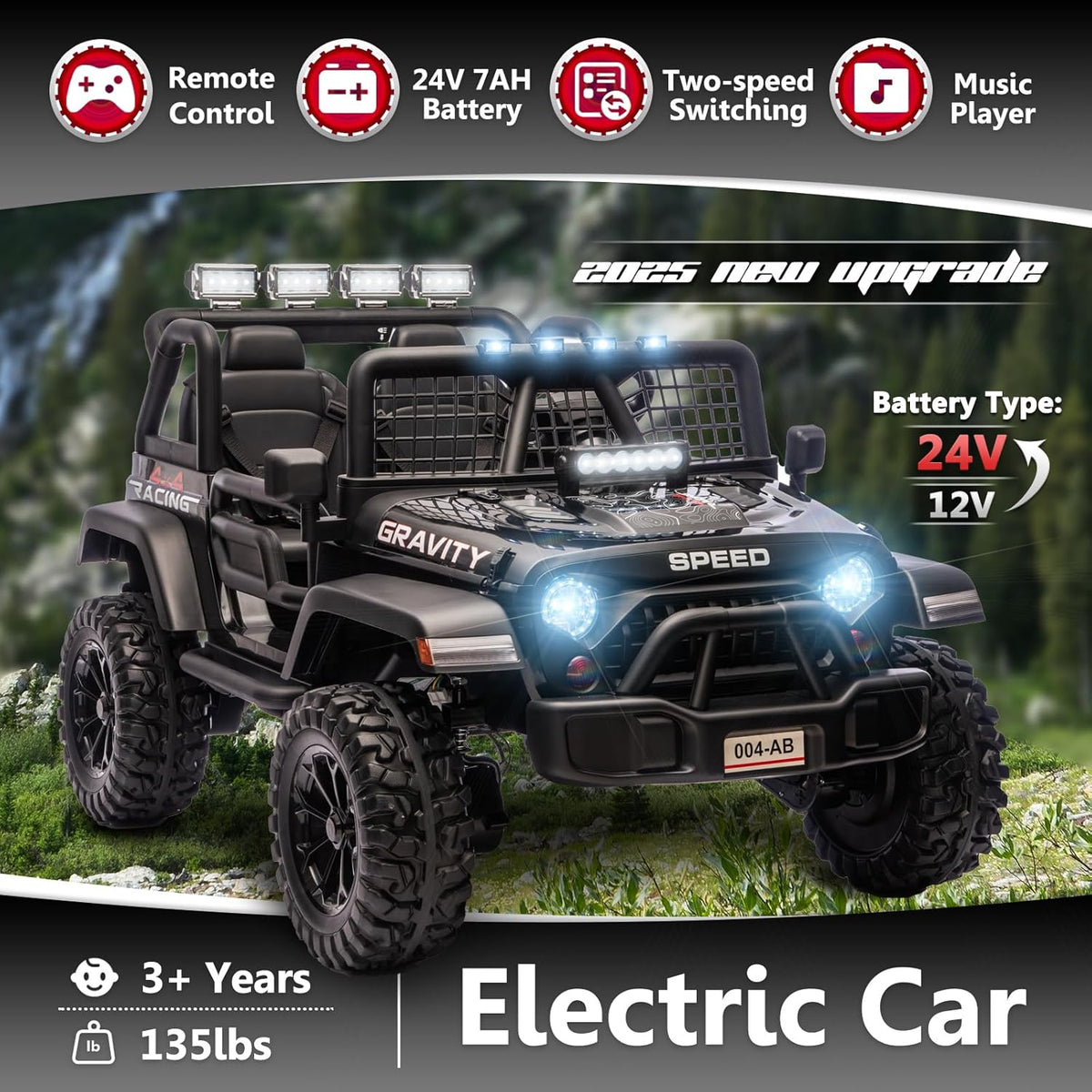 Sopbost 24V 7Ah 2 Seater Ride On Truck Ride On Toy for Big Kids Ride On Car with Remote Control