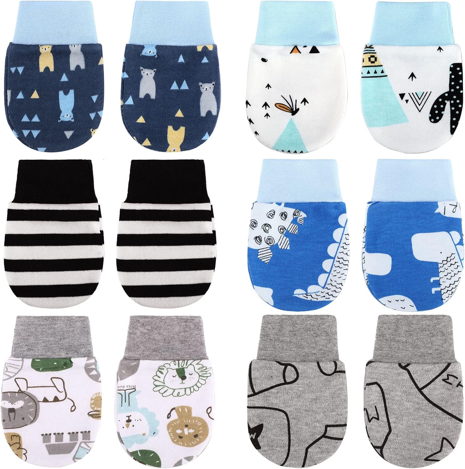 6 Pairs Newborn Baby Mittens No Scratch Gloves Infant Toddler Anti Scratch Essentials Unisex Cotton