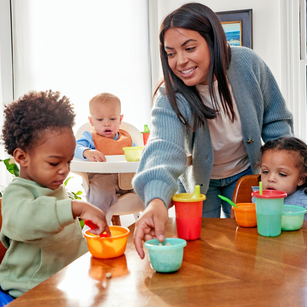 The First Years Take & Toss Spill Proof Sippy Cups - Rainbow Party Pack - Reusable Toddler Cups