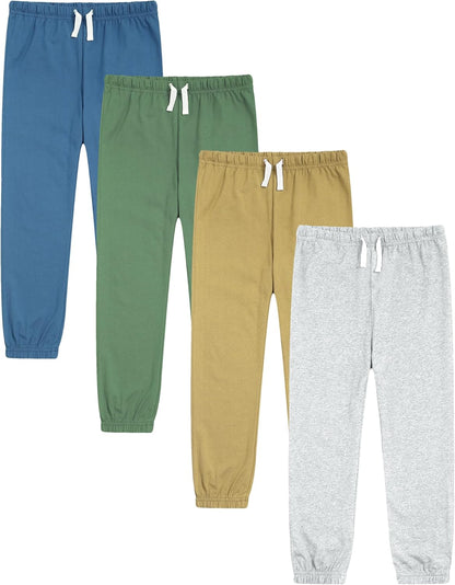 GFQLONG 4 Pack Toddler Boys and Girls Cotton Pants Lightweight Trousers, Kids Summer Casual Solid