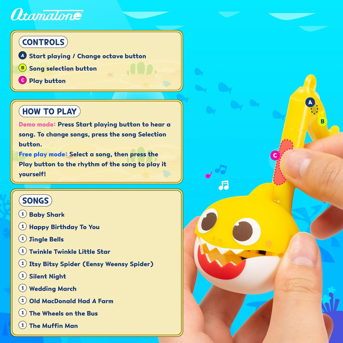 Otamatone Melody [Special Baby Shark Edition] Portable Mini Size Electronic Keychain Musical Toy