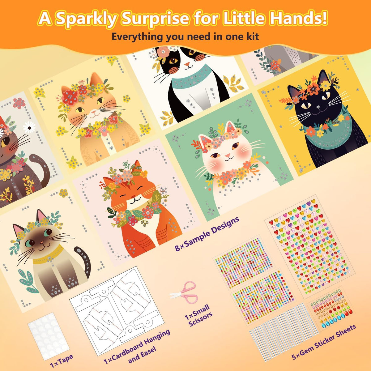Marlrin Cats Craft Kits for Kids Ages 4-8, Arts and Crafts Kits,Craft Kit for Girls 6-8,Diamond