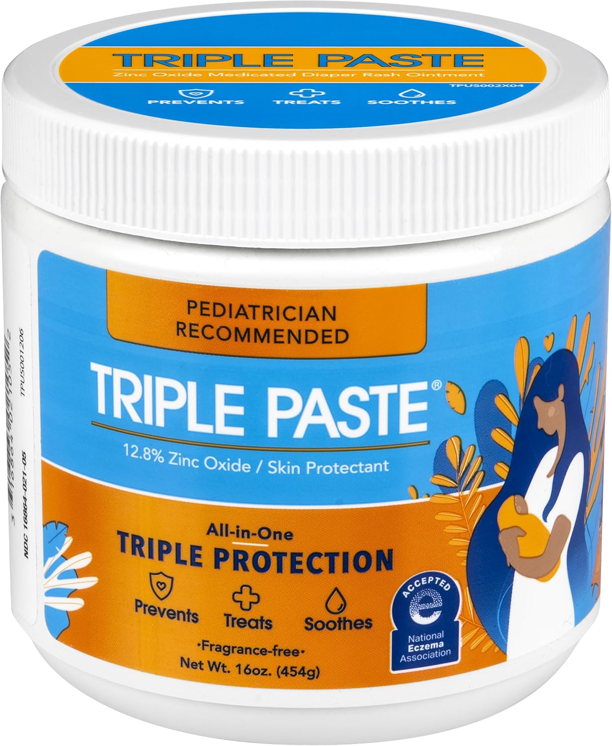 Triple Paste Diaper Rash Cream for Baby - 16 Oz Tub - Zinc Oxide Ointment Treats, Soothes and