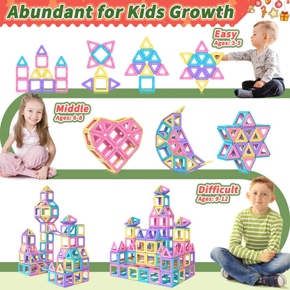 Rurvale Toddler Girl Toys, Magnetic Tiles 44pcs, Birthday Gifts Ideas for Girls Toys Age 3 4 5