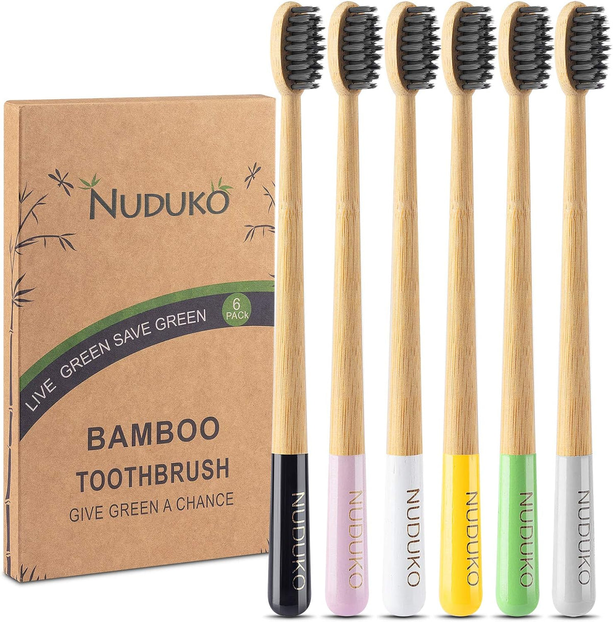 Biodegradable Bamboo Charcoal Toothbrushes, Soft Bristle, Eco-Friendly, Sustainable, BPA Free