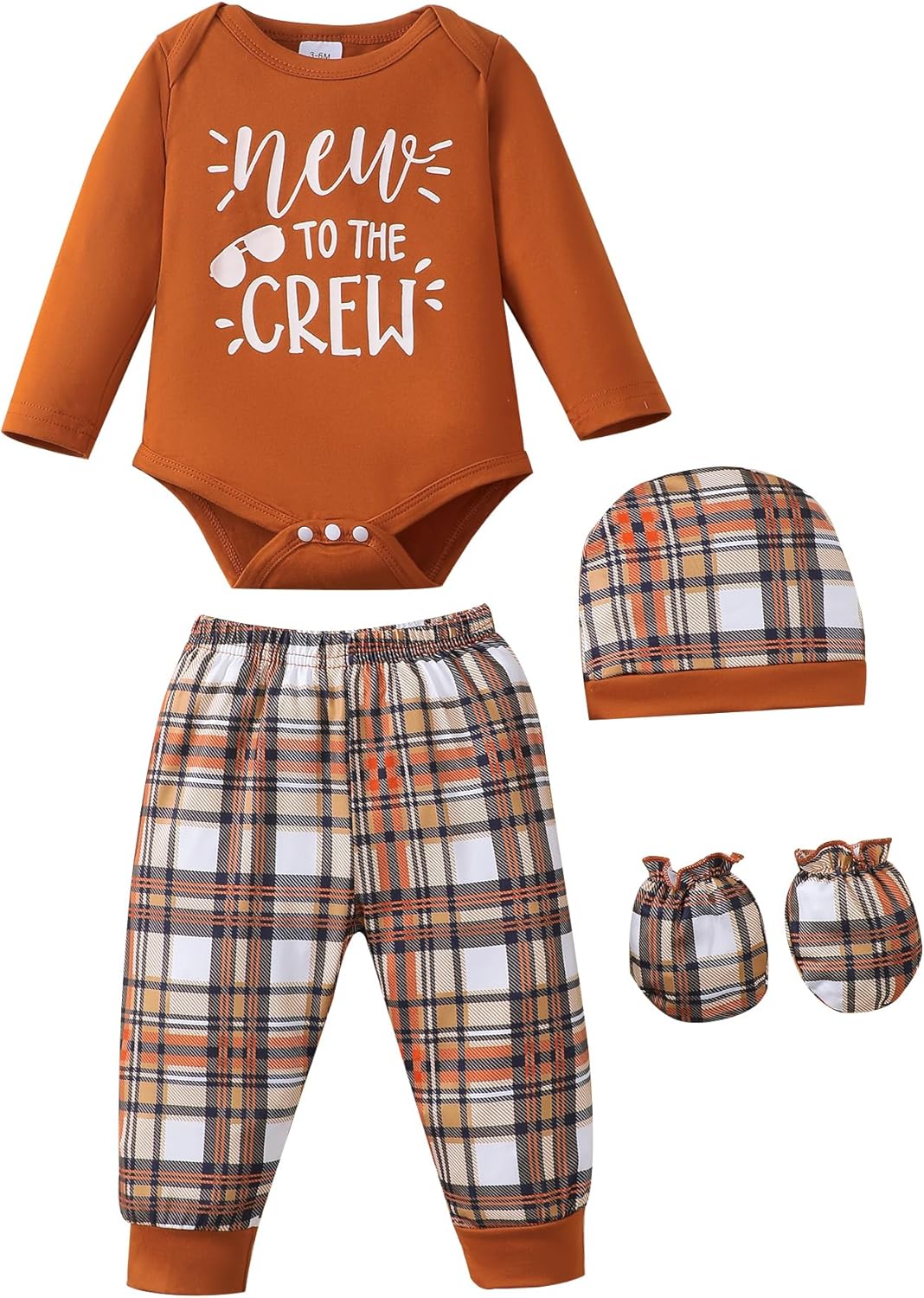 NZRVAWS Newborn Baby Boy Girl Clothes Unisex Infant Romper Pants Set Hat 4-Pack Outfits 0-12 Months