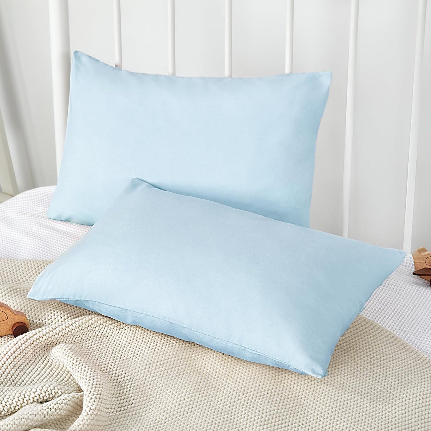 TILLYOU Toddler Pillowcase 2 Pack with Envelope Closure,13" x 18" Silky Soft Microfiber Travel Kids