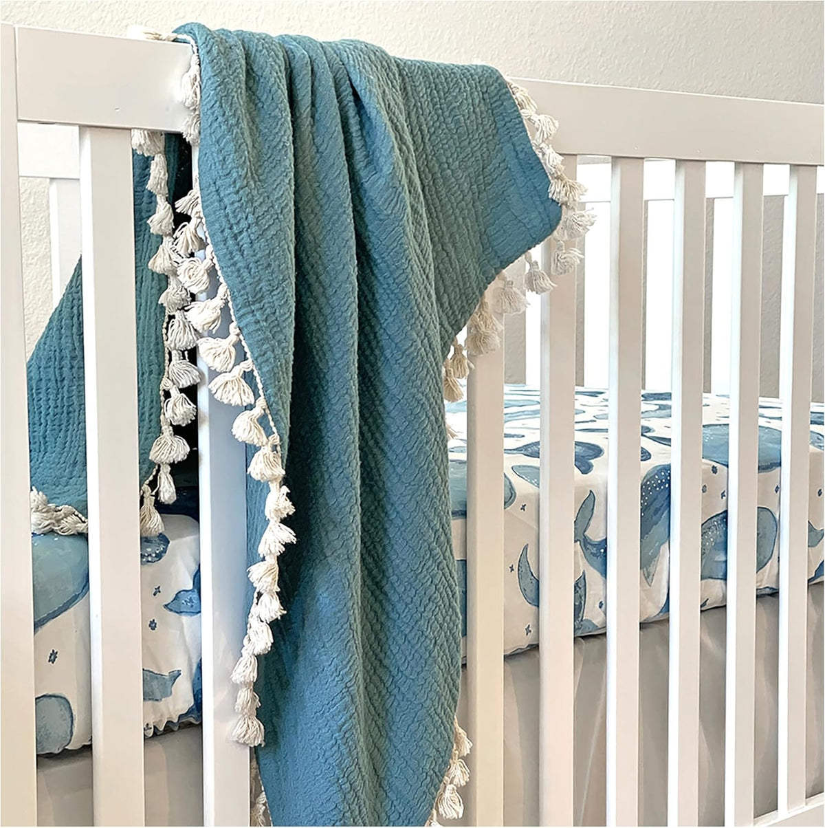 Crane Baby Ocean Crib Sheet, 100% Cotton Fitted Sheet, 28" x 52", Crib Sheets for Boys, Toddler Bed