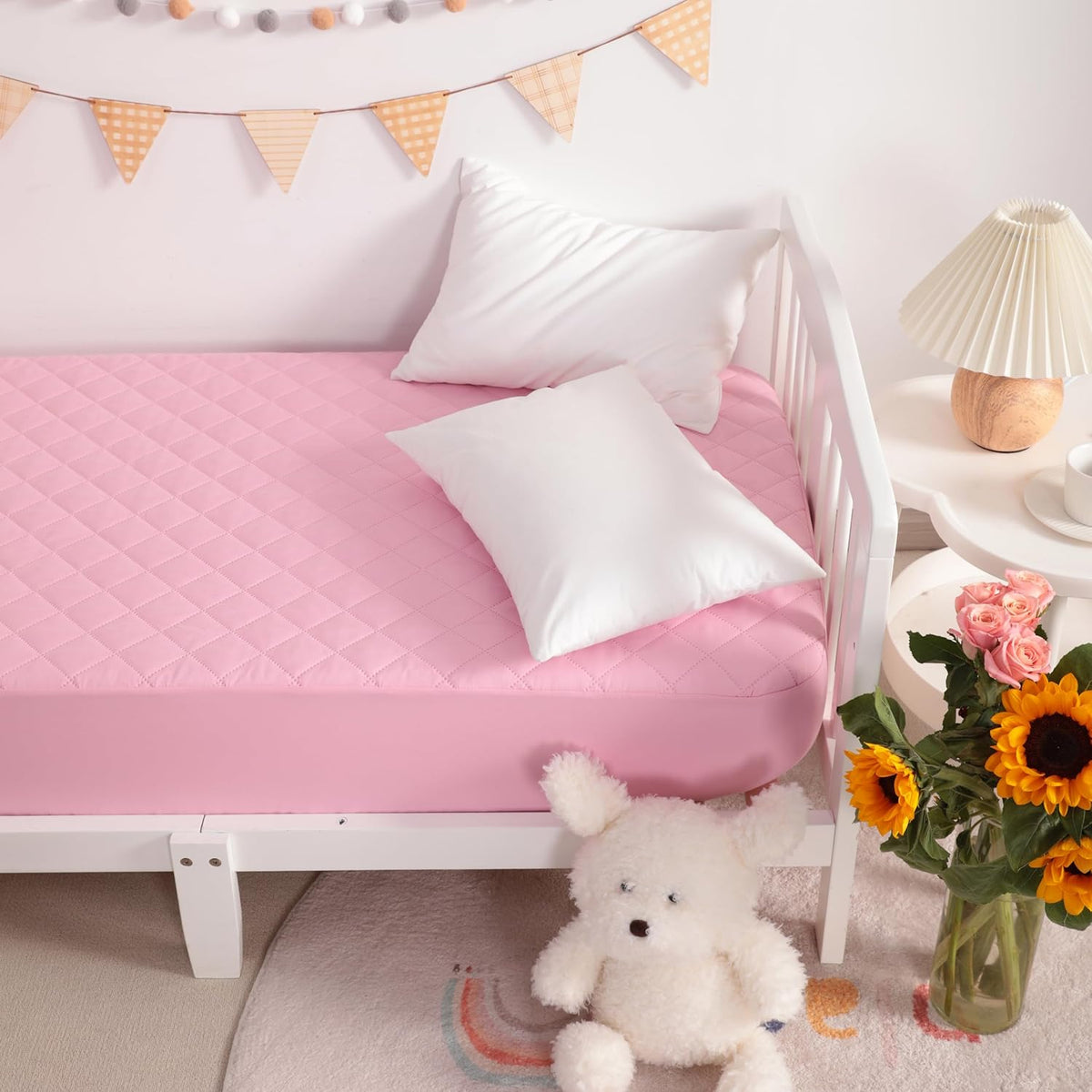 NTBAY 2 Pack Waterproof Mini Crib Mattress Protector, Quilted 24"x38" Fitted Mattress Cover