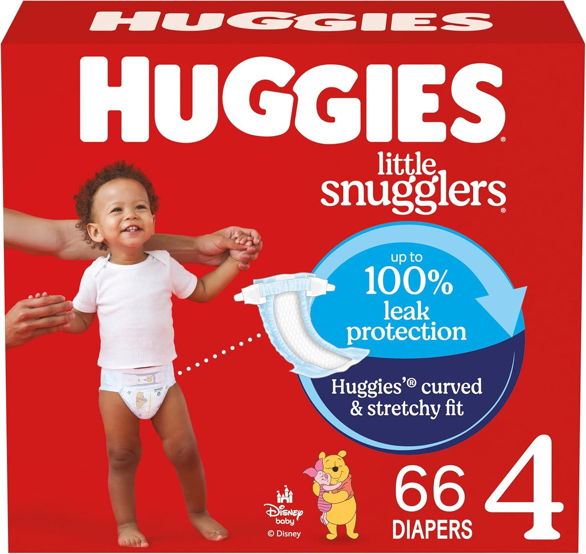Huggies Size 4 Diapers, Little Snugglers Baby Diapers, Size 4 (22-37 lbs), 66 Count, Packaging May