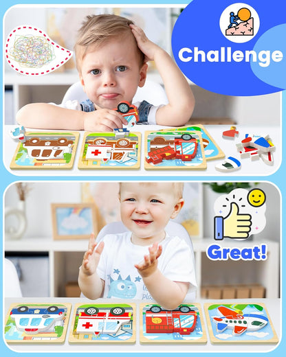 Benresive Wooden Toddler Puzzles, Montessori Toys for 1 2 3 Year Old Boys, Toys for 1 2 3 Year Old