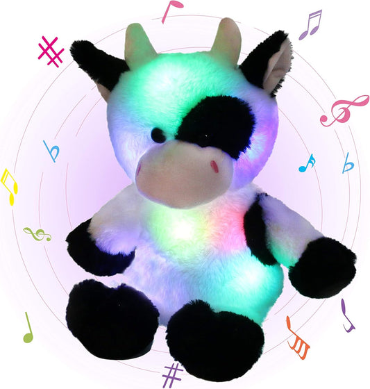 Glow Guards 15'' Light up Music Cow Stuffed Animals Glowing Singing Soft Plush Toy with Lullaby