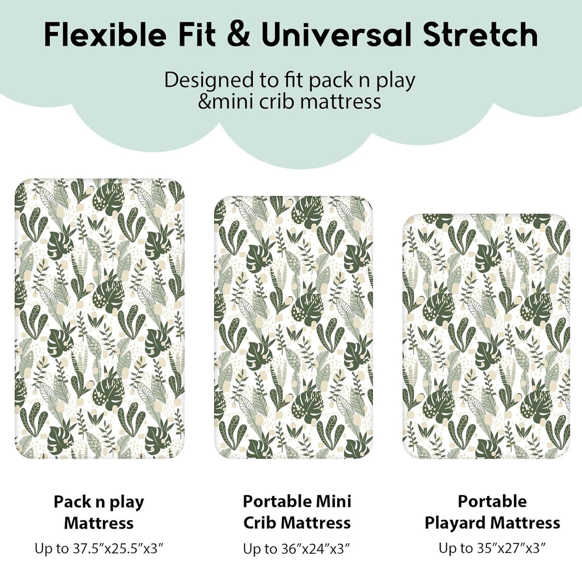 Yoofoss Pack and Play Sheets Fitted, Mini Crib Sheets 2-Pack for Pack N Play Mattress, Stretchy